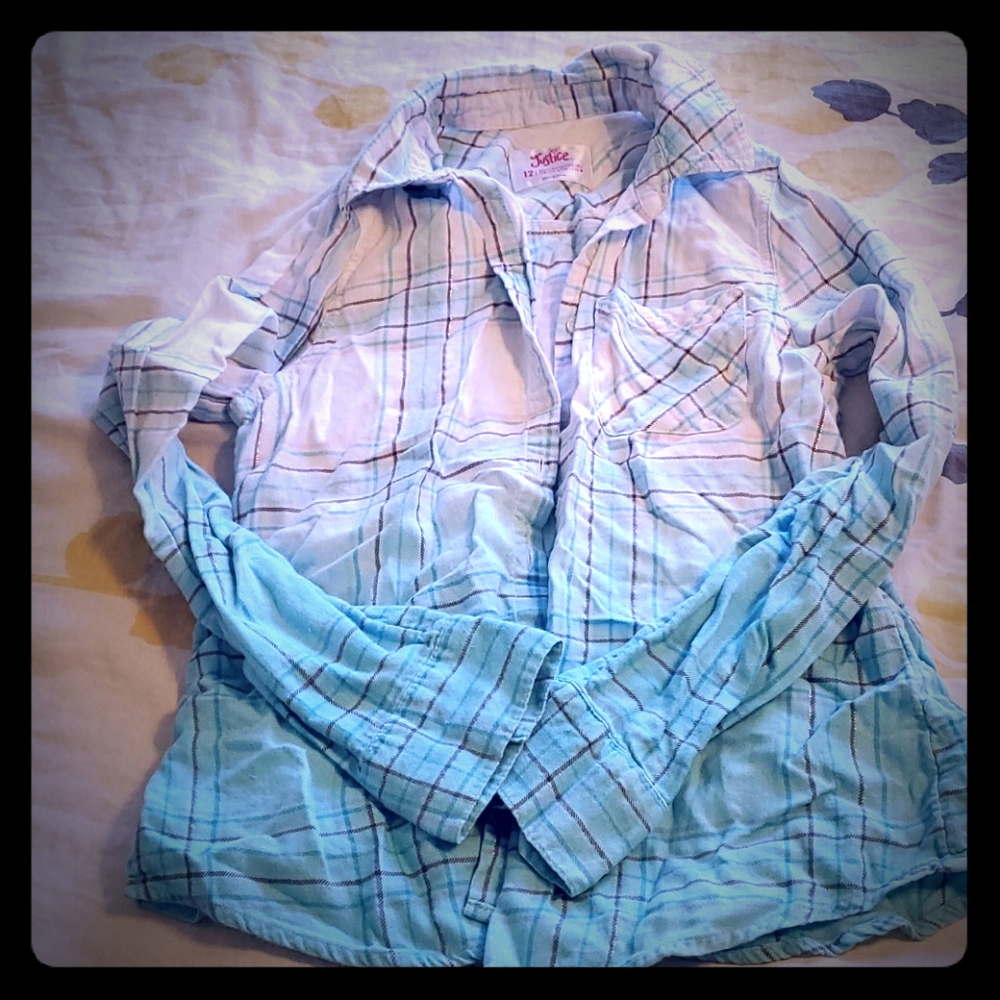 Justice button down plaid shirt